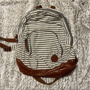 roxy striped backpack with leather material